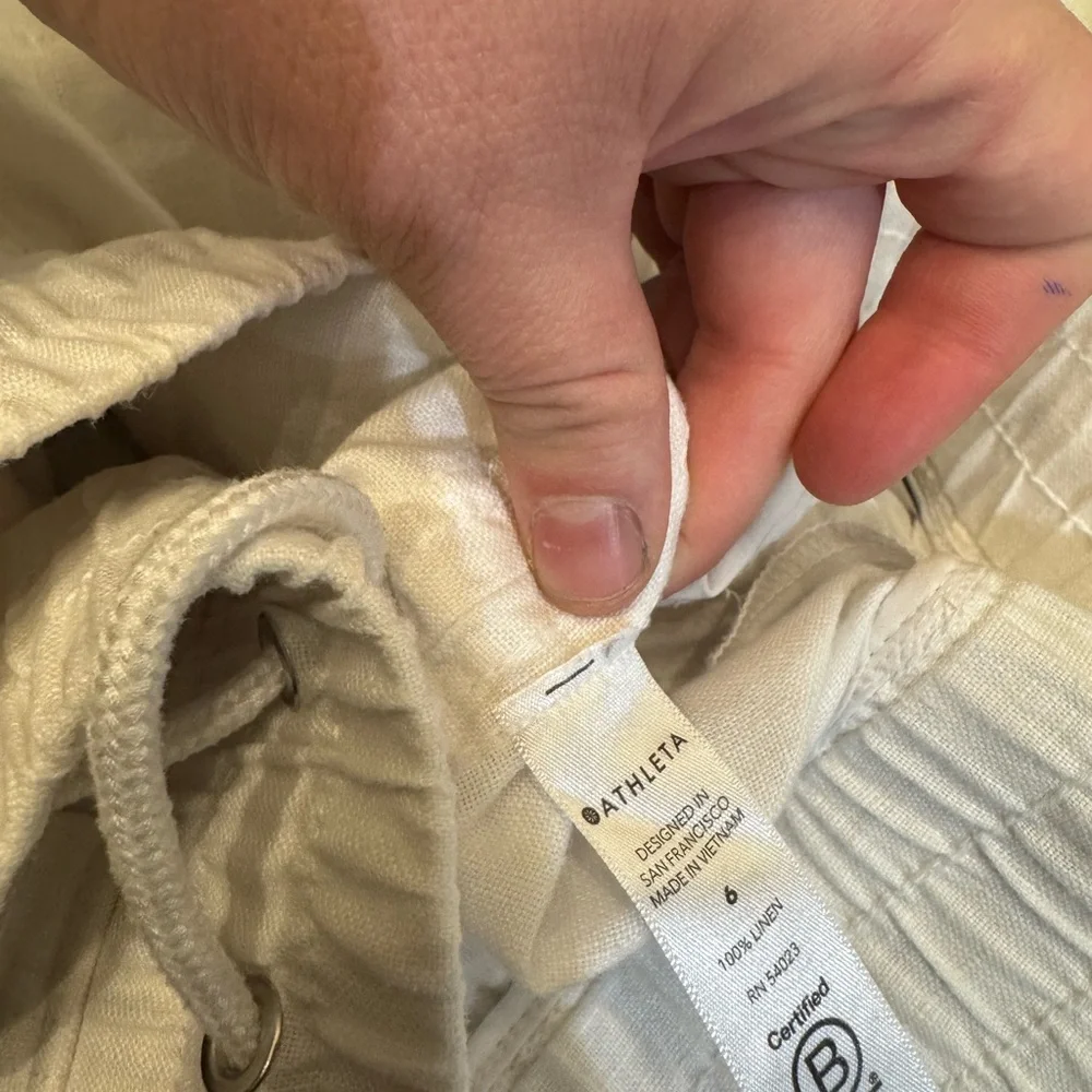 White Athleta Cabo Linen Wide Leg Pants - Picture 2 of 5